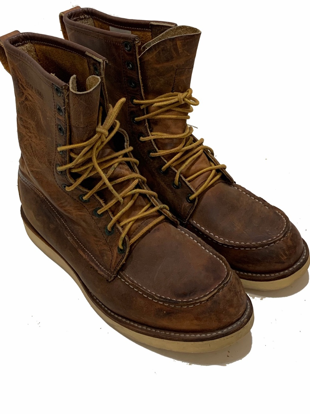 12 / Redwing boots 4583 Men's Brown Leather Moc Toe Work Boots - Durable Lace-Up